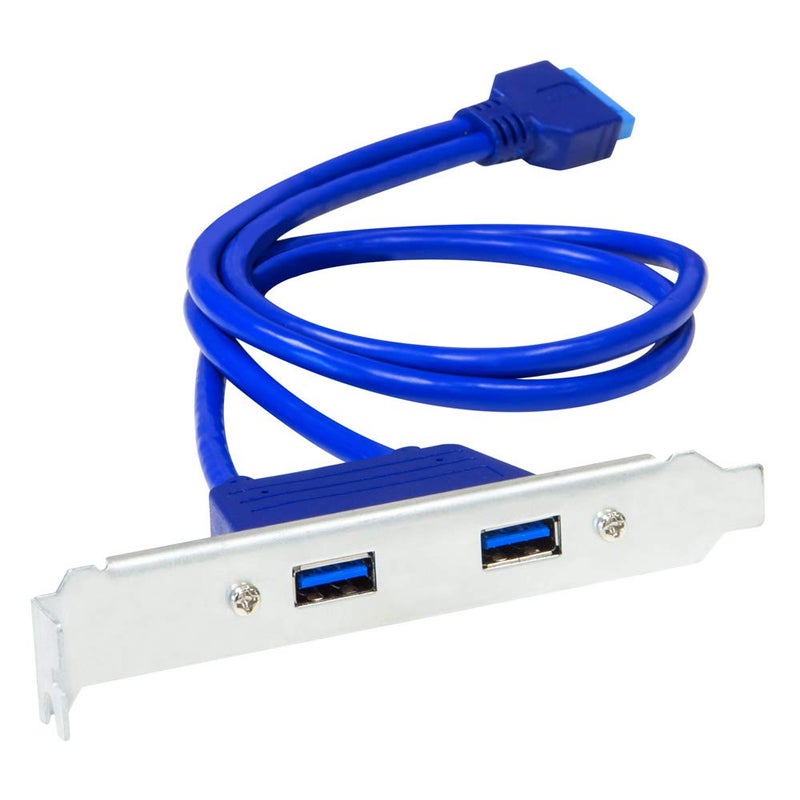 Kingwin USB 3.0 PCI Bracket Cable with Dual Ports, 20-Pin to USB 3.0 Adapter for Motherboard, 5Gbps High-Speed Data Transfer, for Desktop PC, Back Panel Mount - Image 1